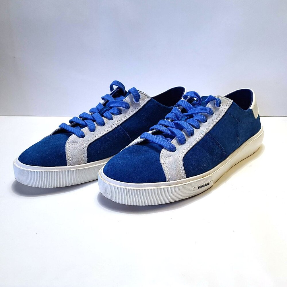 Diesel S-Mydori LC US 8 EU40.5 Blue Suede Leather Sneakers Vintage Effect